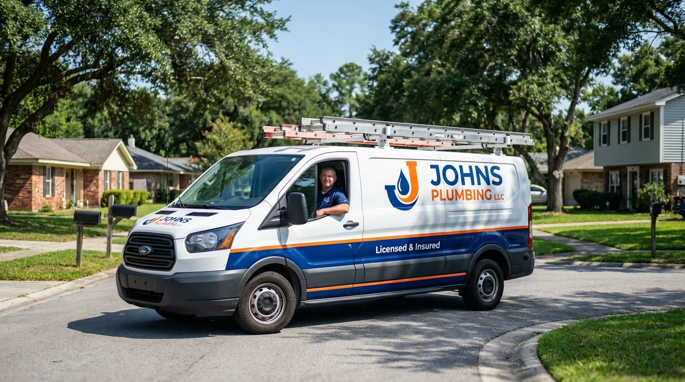 Johns Plumbing LLC service van in Honeyville, UT