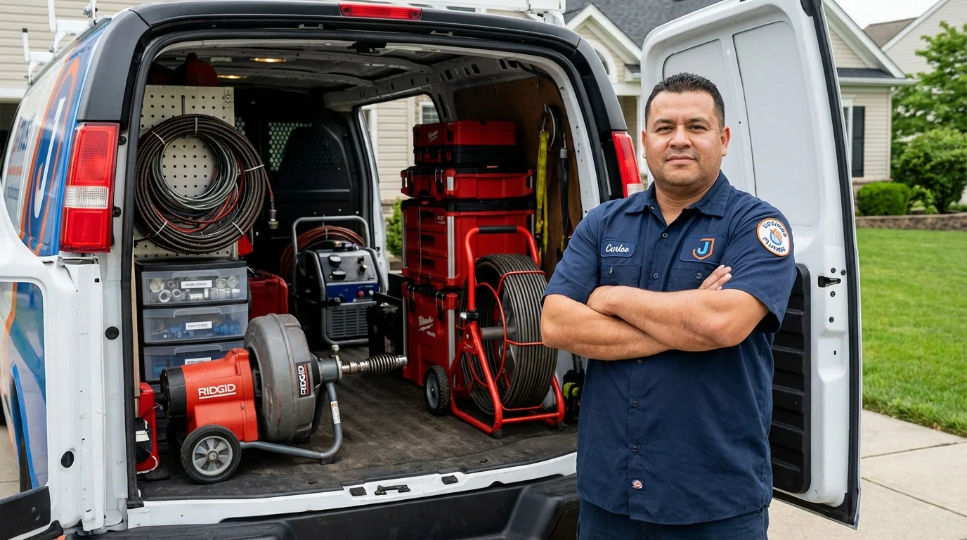 Professional drain cleaning equipment and Johns Plumbing LLC plumber in Honeyville
