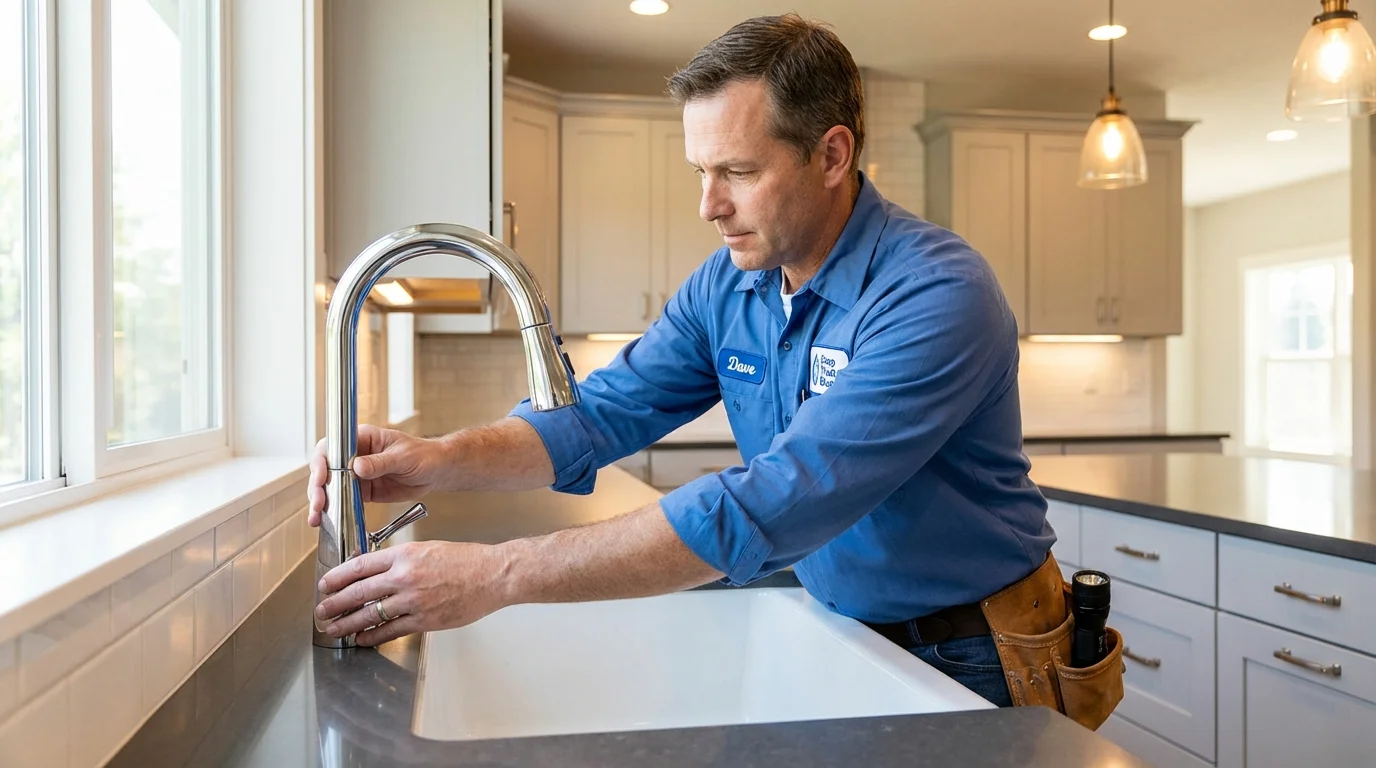 Kitchen faucet installation by Johns Plumbing LLC in Honeyville
