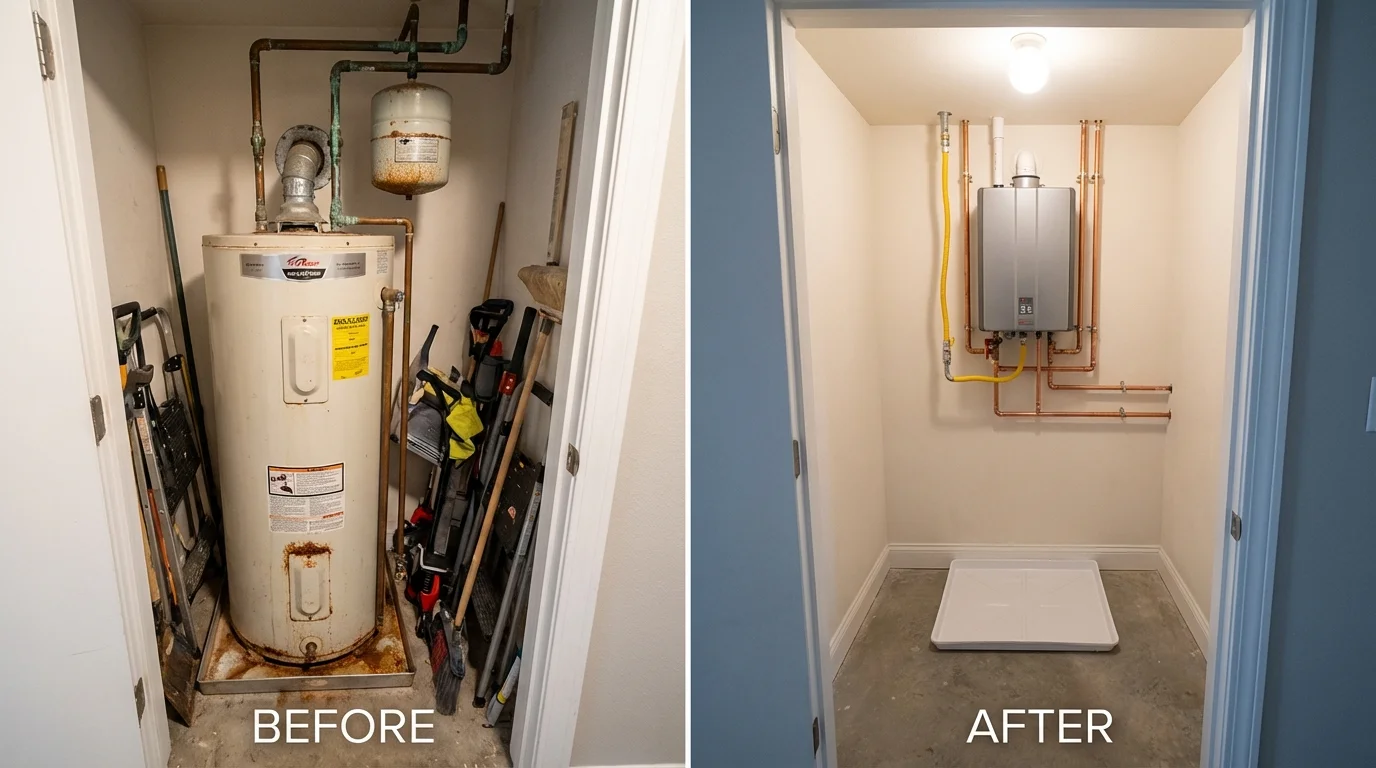 Tank water heater versus wall-mounted tankless unit comparison for Honeyville, UT homeowners