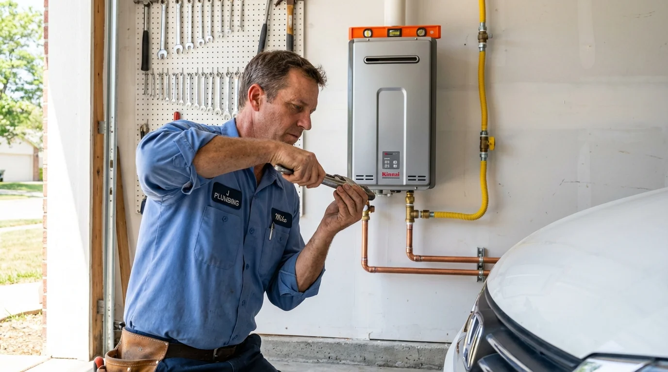 Tankless water heater installation by a Johns Plumbing LLC plumber in Honeyville